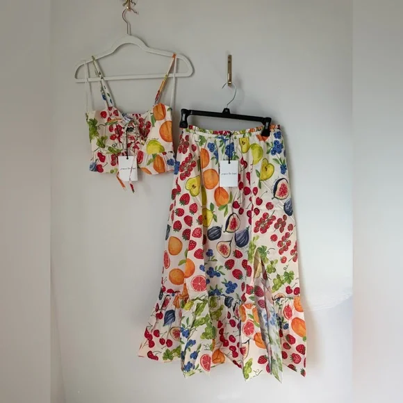 Jacquie the label Cream Fruit Crop Top & Maxi Skirt Set - Picture 1 of 7